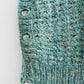 Vintage 1980s Open Sleeve Soft Blue Green Sleeveless V-Neck Sweater - Sz. S/M