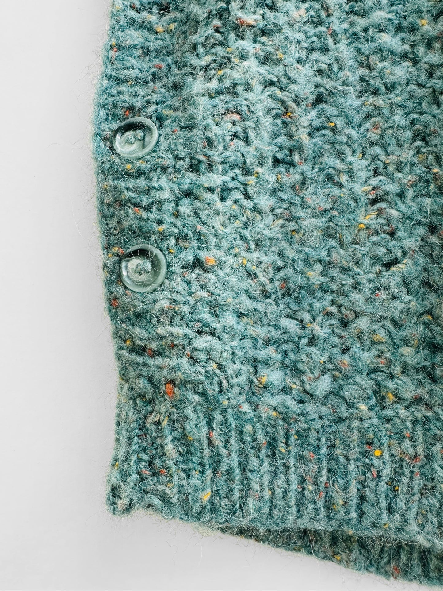 Vintage 1980s Open Sleeve Soft Blue Green Sleeveless V-Neck Sweater - Sz. S/M