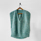Vintage 1980s Open Sleeve Soft Blue Green Sleeveless V-Neck Sweater - Sz. S/M