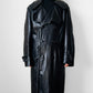 1980s Buttery Soft Long Black Leather Coat - Sz. Large