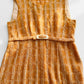 Vintage 1960s Woven Pale Orange Mixed Fibre Boucle Sleeveless Empire Waist Shift Dress - Sz. XS/S