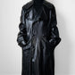 1980s Buttery Soft Long Black Leather Coat - Sz. Large