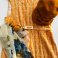Vintage 1960s Woven Pale Orange Mixed Fibre Boucle Sleeveless Empire Waist Shift Dress - Sz. XS/S