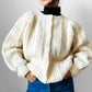 Chunky Cream Handknit Handmade Cable-Knit Wool Blend Cardigan - O/S