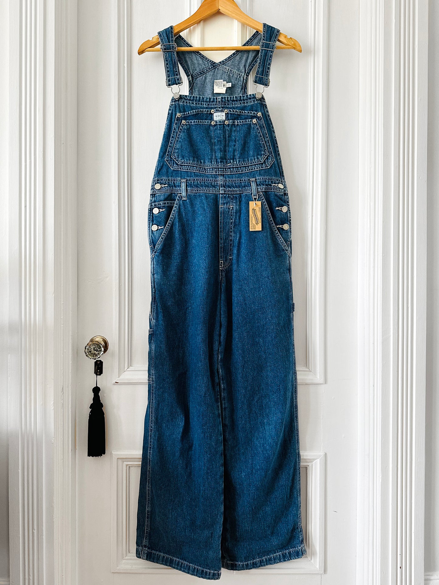 1990s Calvin Klein Dark Wash Overalls - Sz. S/M