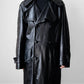1980s Buttery Soft Long Black Leather Coat - Sz. Large