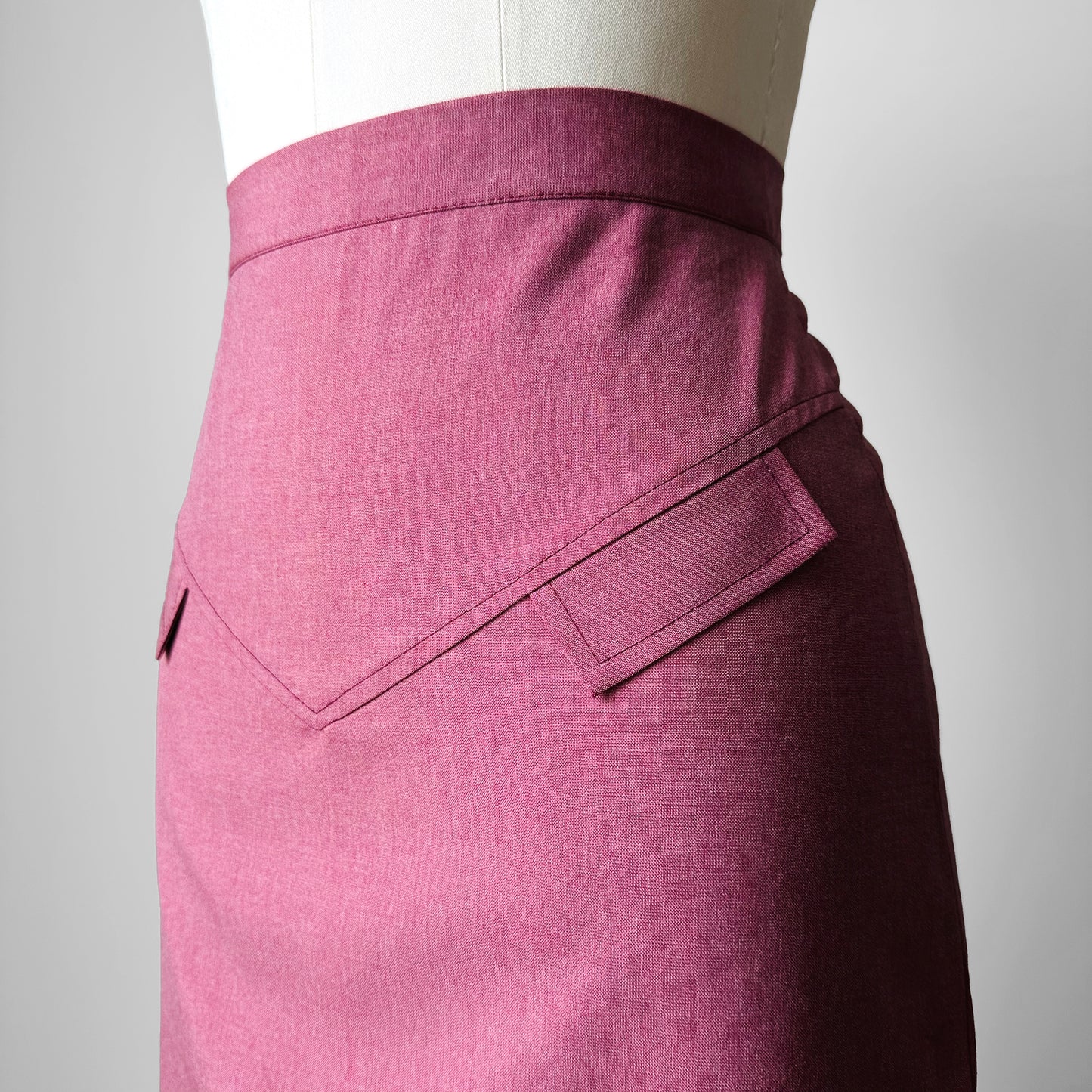 1970s Rose Mauve Aline Lightweight Skirt - Sz. XXS / XS