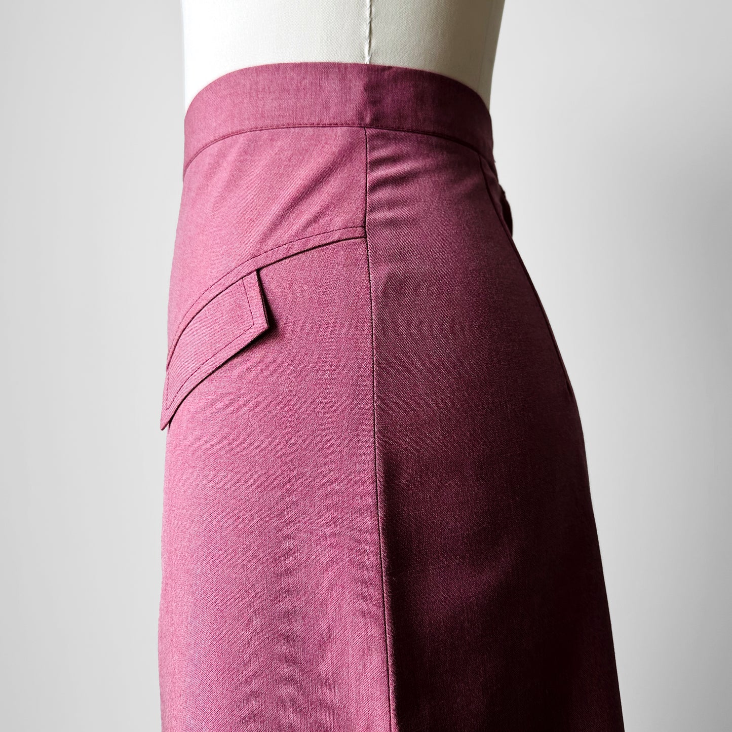 1970s Rose Mauve Aline Lightweight Skirt - Sz. XXS / XS