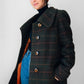 1960s Green and Burnt Orange Plaid Wool Belted Coat - Sz. Small