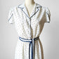 1970s Blue and White French Floral Summer Dress - Sz. S