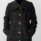 1960s Green and Burnt Orange Plaid Wool Belted Coat - Sz. Small