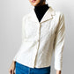 1960s Made in Italy Cord Embroidered Cream Wool Collared Button Front Top - XS / S