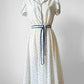 1970s Blue and White French Floral Summer Dress - Sz. S