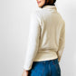 1960s Made in Italy Cord Embroidered Cream Wool Collared Button Front Top - XS / S