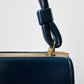 1960s Dark Navy Blue Vinyl Top Handle Handbag