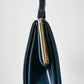 1960s Dark Navy Blue Vinyl Top Handle Handbag