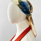 Vintage 1960s Blue and Mustard Orange Floral Sheer Scarf Kerchief
