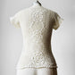 1970s Cream Floral Crochet Knit Button Front Short Sleeve Top - Sz. S