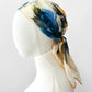 Vintage 1960s Blue and Mustard Orange Floral Sheer Scarf Kerchief