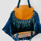 Vintage 1930s - 1940s Handmade Blue Velvet and Wood Floral Motif Frame Handbag