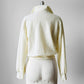 1970s Cream Collared Textured Knit Top - Sz. S