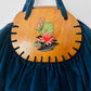 Vintage 1930s - 1940s Handmade Blue Velvet and Wood Floral Motif Frame Handbag