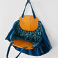 Vintage 1930s - 1940s Handmade Blue Velvet and Wood Floral Motif Frame Handbag