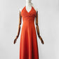 Vintage 1970s Burnt Tangerine Midi-Length Halter Dress - Sz. S/M