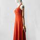 Vintage 1970s Burnt Tangerine Midi-Length Halter Dress - Sz. S/M