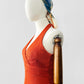 Vintage 1970s Burnt Tangerine Midi-Length Halter Dress - Sz. S/M