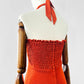 Vintage 1970s Burnt Tangerine Midi-Length Halter Dress - Sz. S/M