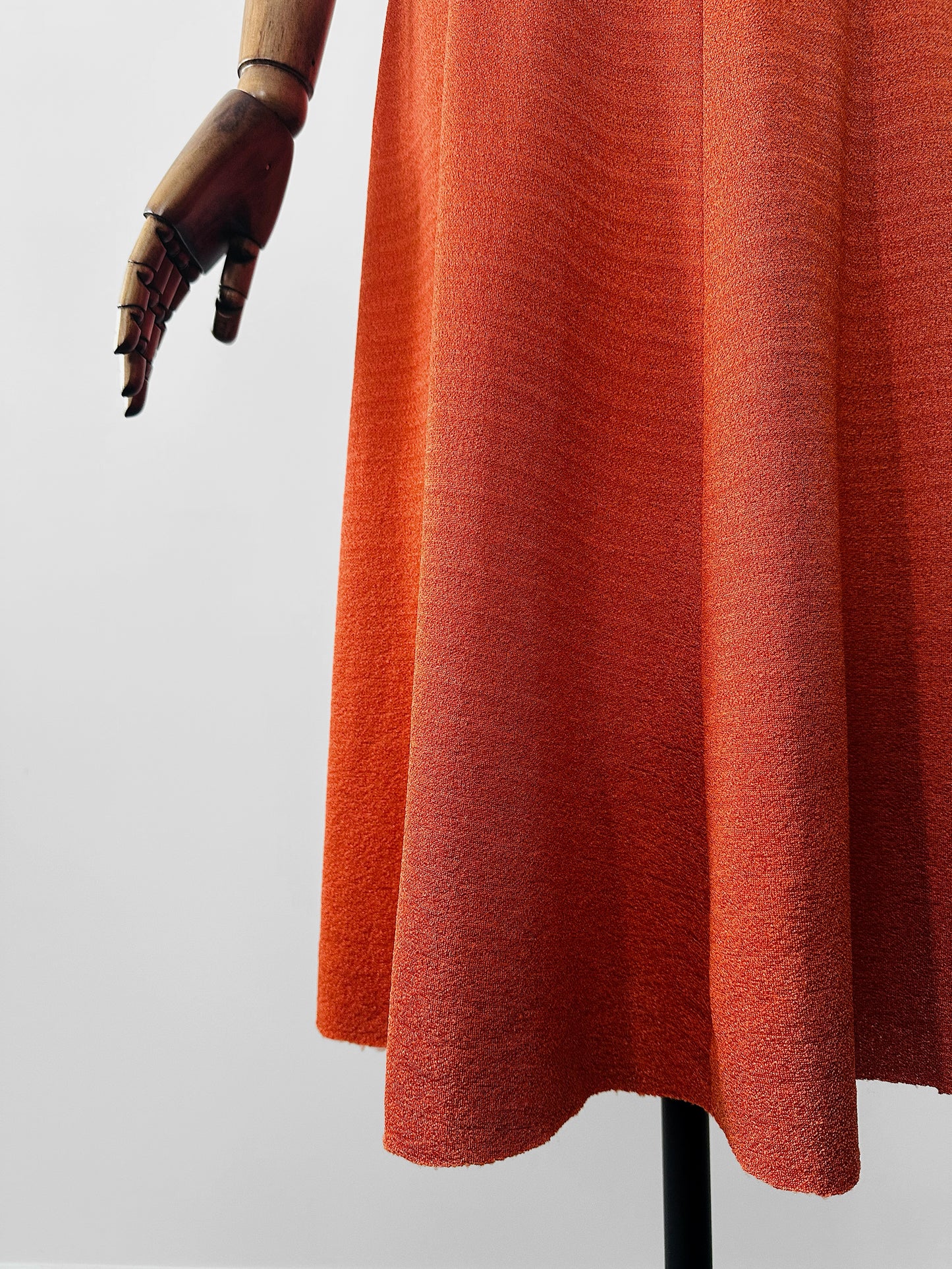 Vintage 1970s Burnt Tangerine Midi-Length Halter Dress - Sz. S/M