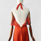 Vintage 1970s Burnt Tangerine Midi-Length Halter Dress - Sz. S/M