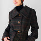 1960s Green and Burnt Orange Plaid Wool Belted Coat - Sz. Small