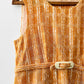 Vintage 1960s Woven Pale Orange Mixed Fibre Boucle Sleeveless Empire Waist Shift Dress - Sz. XS/S