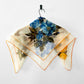 Vintage 1960s Blue and Mustard Orange Floral Sheer Scarf Kerchief