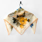 Vintage 1960s Blue and Mustard Orange Floral Sheer Scarf Kerchief