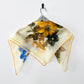Vintage 1960s Blue and Mustard Orange Floral Sheer Scarf Kerchief