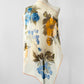 Vintage 1960s Blue and Mustard Orange Floral Sheer Scarf Kerchief