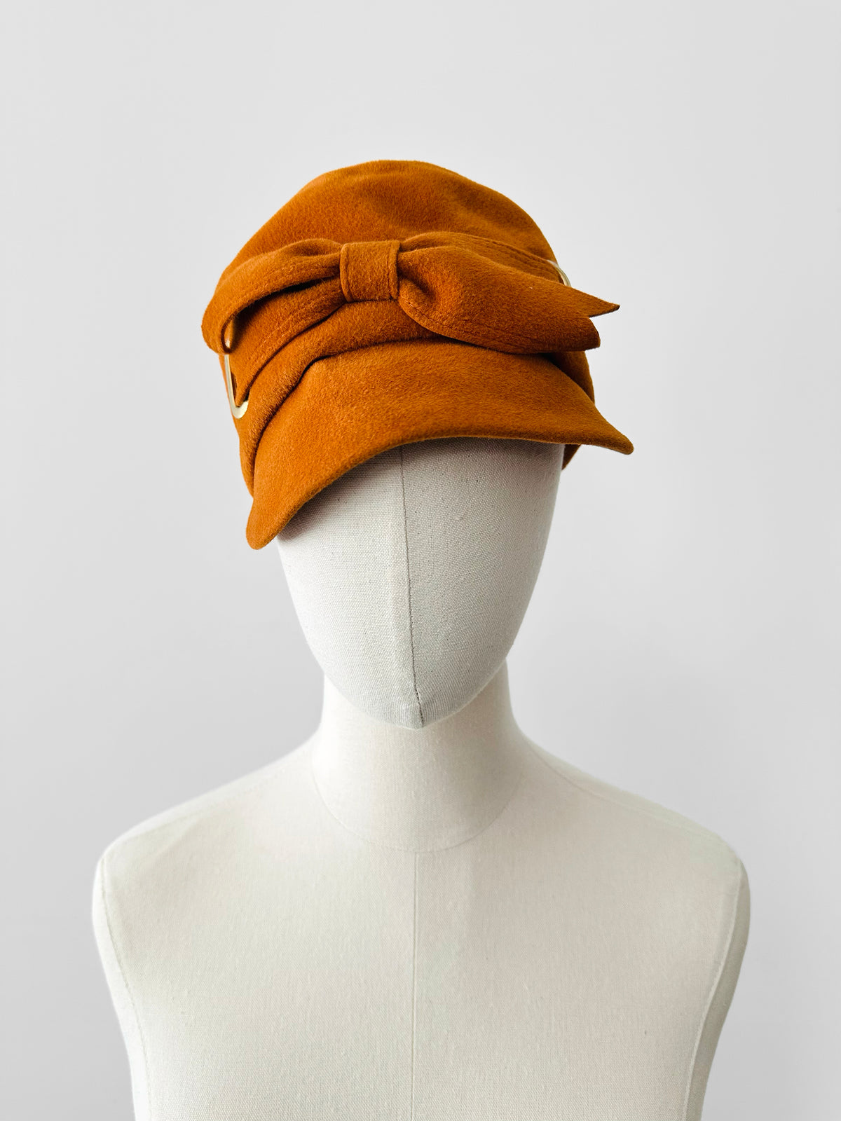 Vintage 1940s - 1950s Burnt Orange Made in Italy Felt Brimmed Hat - Sz. XS