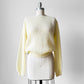 1970s - 1980s Butter Cream Long Sleeve Boatneck Acrylic Knit Long Sleeve Top - Sz. S