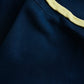 Vintage 1970s Sapphire Blue with Cream Trim Zippered Designer Knitted Jersey Dress with Belted Collar Detail - Sz. S