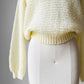 1970s - 1980s Butter Cream Long Sleeve Boatneck Acrylic Knit Long Sleeve Top - Sz. S