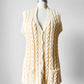 1970s Soft Butter Cream Cable Knit Cotton Blend Knit Vest - Sz. S/M