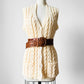 1970s Soft Butter Cream Cable Knit Cotton Blend Knit Vest - Sz. S/M