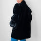 1970s Black Faux Fur Toggle Button Puff Sleeve Jacket - Sz. Sm