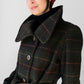 1960s Green and Burnt Orange Plaid Wool Belted Coat - Sz. Small