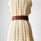 1970s Soft Butter Cream Cable Knit Cotton Blend Knit Vest - Sz. S/M