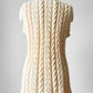 1970s Soft Butter Cream Cable Knit Cotton Blend Knit Vest - Sz. S/M