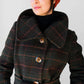 1960s Green and Burnt Orange Plaid Wool Belted Coat - Sz. Small
